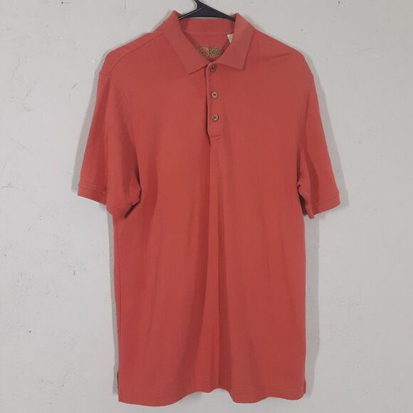 Caribbean Adult Mens M Salmon Silk Blend Short Sleeve Polo Shirt - Picture 1 of 7